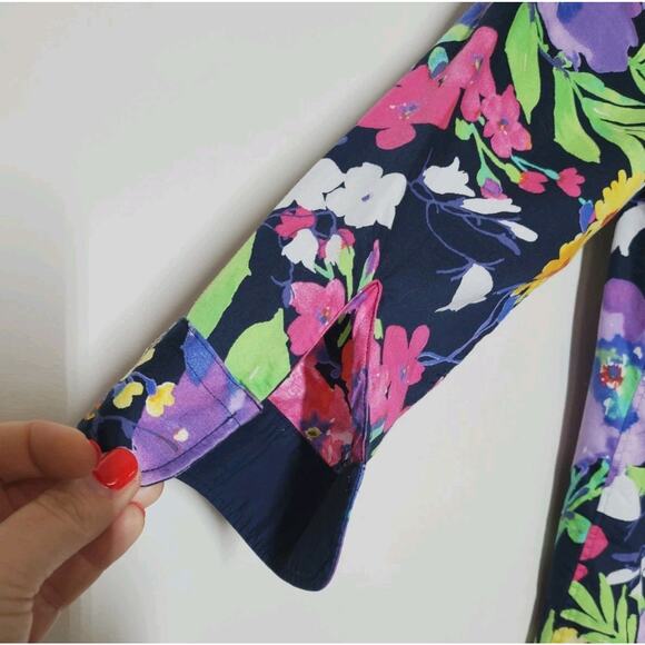 Lauren Ralph Lauren Womens Medium Top Button‎ Front Long Sleeve Floral Colorful - Picture 4 of 8